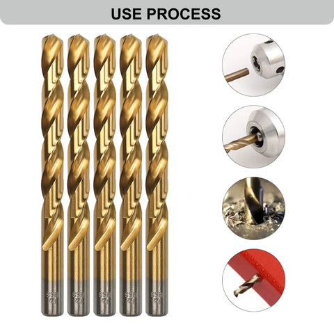 29 Piece Drill Bit Set Pro Grade M2 HSS 135 Degree Split Point Twist Jobber Length Kit for hardened metal tools close-up use