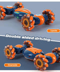 4WD Gesture Control RC Stunt Car For Kids, Hand Sensing Remote Car With Lights And Music, double-sided design, blue and orange