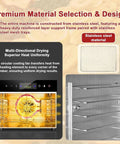 Built Tough Eight Tray Food Dehydrator Large Capacity Machine With Stainless Steel Racks, digital controls, and drying fan concept.