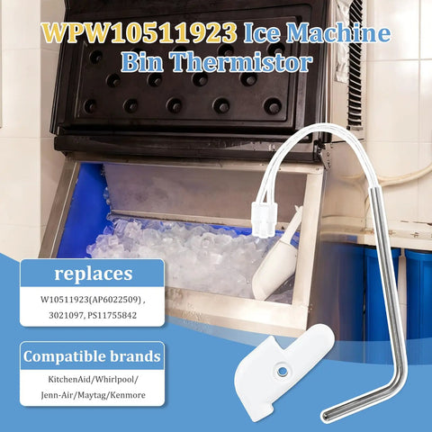 Stainless Ice Maker Bin Temperature Sensor Upgrade Replacement for Whirlpool KitchenAid Kenmore Ice Makers