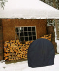 Heavy Duty Outdoor 48 Inch Firewood Log Hoop Rack Cover With Waterproof Zipper Black All Weather Protection in snow