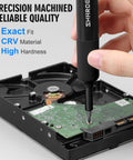 Using Pen Style Magnetic Precision Screwdriver Set With 27 In 1 Mini Bits for hard drive repair, ergonomic grip, high hardness material.