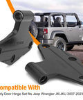8 Pcs Body Door Hinge Set For Wrangler JK JKU Unlimited 07 18 Aluminum Interior Door Hinges Kit Black Heavy Duty Replacement SagProof Easy Install Smooth Door Alignment shown with Jeep