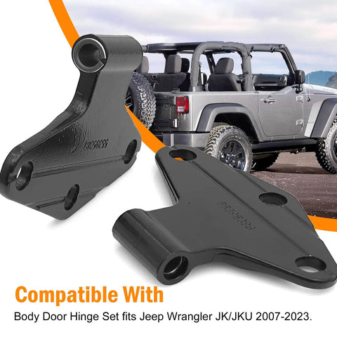 8 Pcs Body Door Hinge Set For Wrangler JK JKU Unlimited 07 18 Aluminum Interior Door Hinges Kit Black Heavy Duty Replacement SagProof Easy Install Smooth Door Alignment shown with Jeep