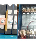 Top Shelf 16 Piece Purple Copper Battery Bus Bar Connection Plates For 5.5 6.2 And 6.9 Ah Lithium Cells in wiring setup.