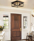 Industrial Two Light Retro Flush Mount Ceiling Light Fixture For Entryway Hallway Foyer And Cozy Living Spaces Square Rustic Farmhouse