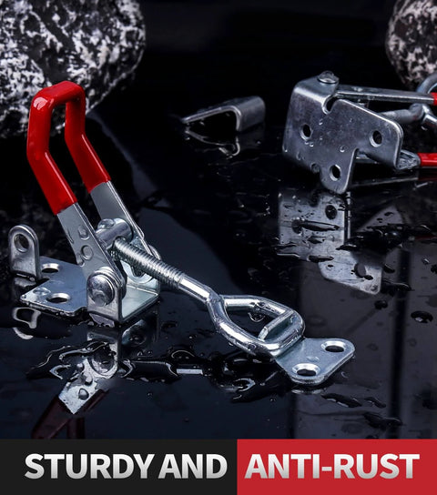 8 Pack Heavy Duty Toggle Latch Clamp With Lock Hole, 550 Lbs Holding Capacity, Adjustable Range From Three And Three Quarters Inches To Four And One Half Inches, Ideal For Smoker Lid, Jig, Tool Box Or Case, Includes Forty Screws
