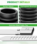 Close-up of Club Car DS Steering Rack Dust Boot for 1997 and Up Golf Carts Fits Gas and Electric Easy Install With Stainless Steel Cable Ties OEM 1013035 101880001, showing corrugated structure and included metal tie.