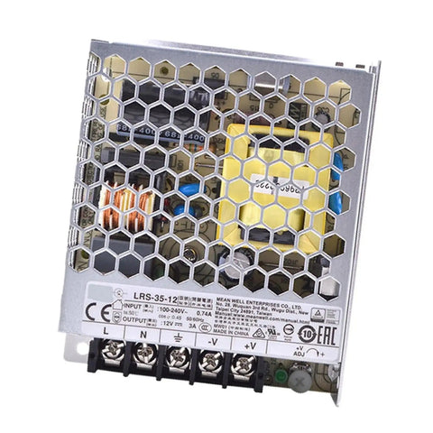 Rock Solid AC DC Power Supply 35W 12V 3A Universal Input Efficient Switching Adapter metal case designed for industrial automation.