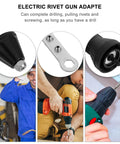 Super Cool Cordless Riveting Tool Kit With Electric Drill Adapter For Labor Saving Work Featuring Long Lasting Performance And Durable Plastic Build Perfect For Auto Manufacturing Jobs And Heavy Duty DIY Projects, black drill adapter