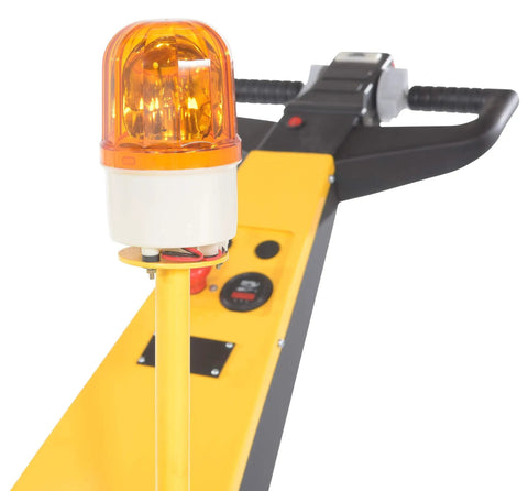 Rock Heavy Duty Electric Powered Tugger 7k Super Tough Motor with orange flashing light for safety during airport hauls.