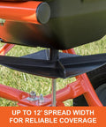 Close-up of Tow Behind Lawn And Garden Broadcast Spreader With 185 Lb Capacity, Tackles Seed Fertilizer Salt Ice Melt, 12 Ft Spread