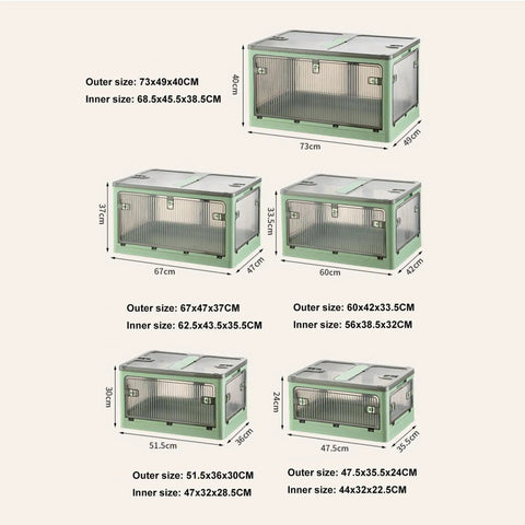 Slick Clear Foldable Storage Bins With Secure Lids Heavy Duty Plastic Containers Smooth Rolling Casters And Sturdy Handles For No Fuss Pantry Wardrobe Or Closet Organization Solutions