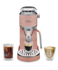 Compact Espresso Machine And Cold Brew Coffee Maker With Automatic Milk Frother Wand For Next Level Hot Iced Coffee Crafts And Dope Daily Sips In Sleek Rose Pink with espresso and cold brew.