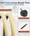 24X2.125 Inch Beach Cruiser Tire Replacement For 24 Inch Wheels Cream Color Folding Tire With Tubes And Levers