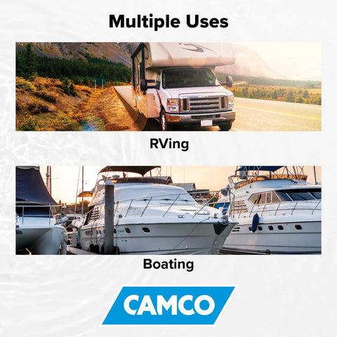 Camco marine/RV water pressure regulator for RVing and boating use; reduces pressure to 40-50 psi.