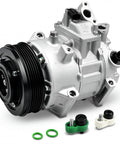 Ready To Roll Ac Compressor With Clutch For Toyota Camry Rav4 Sienna pre filled with clean oil, showcasing a black 6 groove pulley.