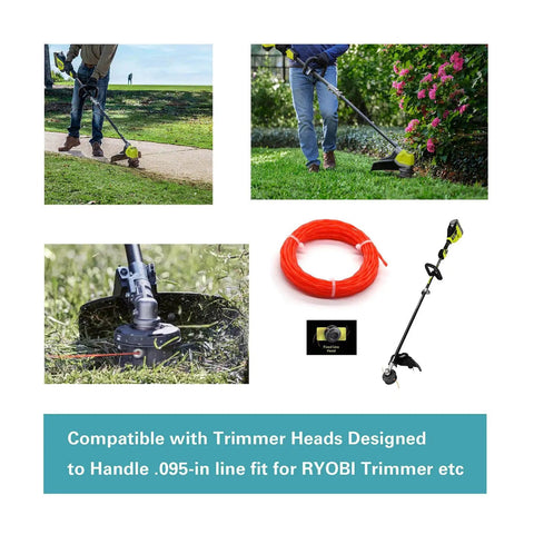 0.095 Inch Twisted Trimmer Line 16 Ft Pre Cut Pack Of 10 Durable String For Weed Wacker Trimmer Heads Compatible With Ryobi EGO Worx