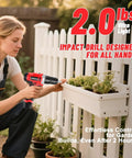 Person using 12V Cordless Drill And Driver Set With Two Batteries Ultra Lightweight Two Speed 24 And 1 Position for DIY garden project.