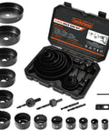 21 Piece Hole Saw Kit With Storage Case From Three Quarters Inch To Five Inch Drill Bits For Wood Plastic PVC Drywall Includes 2 Mandrels 4 Center Bits 1 Hex Key And Installation Plate