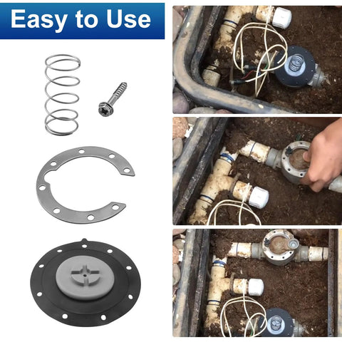 Front view: Niahm sprinkler diaphragm replacement kit for Irritrol 205 series (diaphragm, gasket, spring, screw)