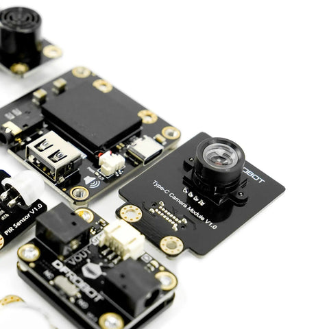 Python Starter Kit for M10 Board (Board Not Included) with plug-and-play sensors and modules, focus on camera module for AI projects.