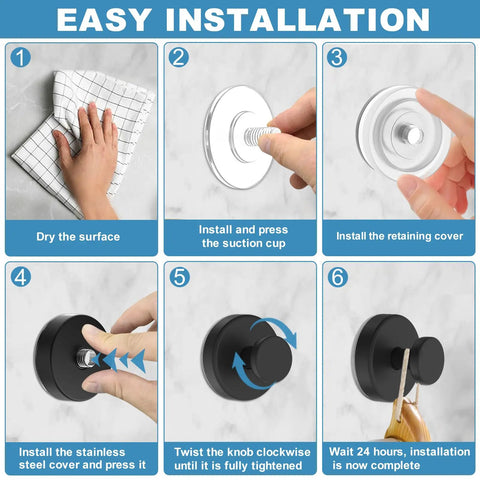Heavy Duty Vacuum Suction Cup Hooks For Bathroom Shower Glass And Mirror Give Your Gear A Badass Lockdown Without Drilling Or Mess Totally Tight For Adding Towels Robes And Coats Black Two Pack