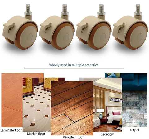 Heavy Duty 2 Inch Swivel Caster Wheels With Brakes 4 Pack Replacement Furniture Casters on various floor surfaces