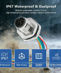 M12 12 Pin A Code Male Aviation Connector Cable 0.2M Back Mount Unshielded Straight IP67 Waterproof Industrial Cable