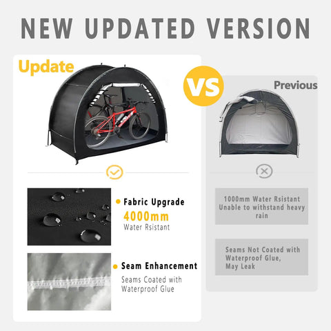 Comparison of new 6.6Ft Waterproof Bike Storage Shed Tent For 2 Bikes with enhanced 210D Oxford fabric and window
