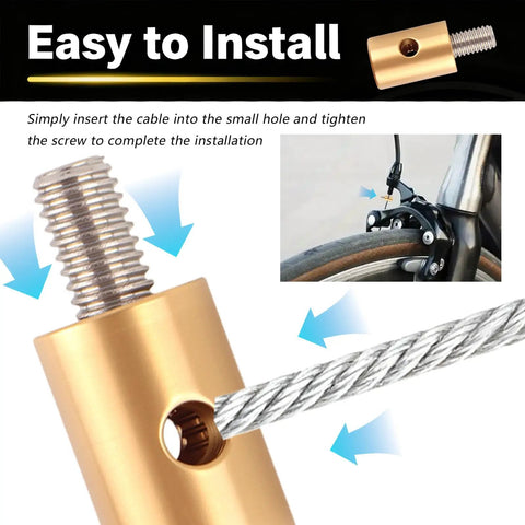 Easy installation of 6mm solderless end cap from 24 Pack Throttle Cable Ends Kit for Car Motorcycle Bicycle Universal End Clamp with Screws Brake and Throttle Cable Repair Kit shown in action.