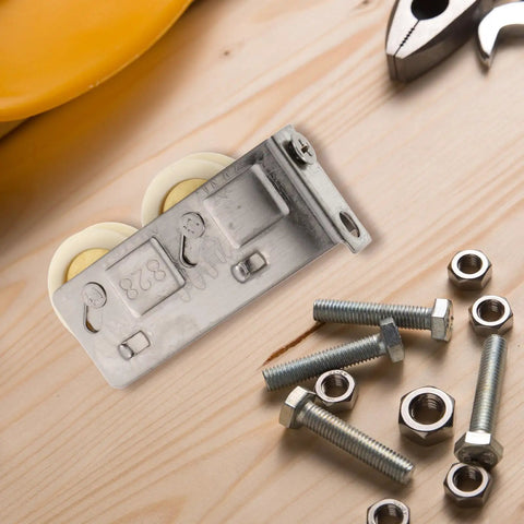 Heavy Duty Stainless Steel Sliding Door Window Pulley Roller Replacement Runs Smooth As Butter Track Wheel Guide For Interior Cabinets, top view with bolts.