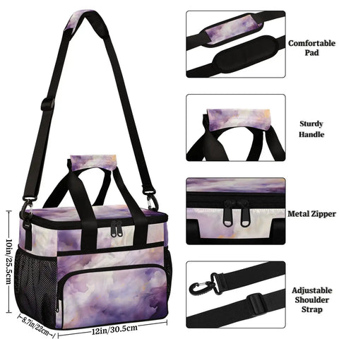 Insulated Picnic Backpack Cooler For All Day Grab N Go Adventures, gradient color, showing strap and zipper details