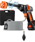 Cordless Handheld Washer With Brushless Motor, 6000mAh Battery Operated Car Washer, 6 In 1 Nozzle Foam Cannon, hose, and case