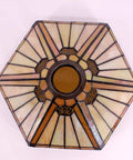 Lit Yellow Hexagon Tiffany Style Glass Lamp Shade Replacement For Arched Floor Lamp Torchiere And Pendant Lights 12 Inch Wide