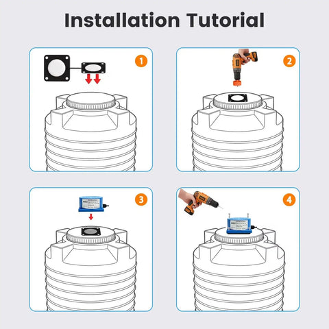 Installation steps for Blue Ultrasonic Water Level Sensor With WiFi, IP66 Tank Monitoring For 0-4M Range, Remote Monitoring setup