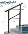 Built Tough Outdoor Step Handrails For Seniors, Rock Solid Stair Railing Kit with 41in height for concrete stairs.