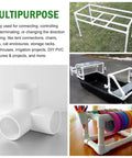 4 Way PVC Pipe Fittings 3/4 Inch White SCH40 Furniture Grade Connectors Elbow Corner Side Outlet Tee for DIY Projects