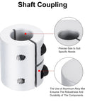 Aluminum Shaft Coupling 8 To 11mm ID, 30mm Length Rigid Motor Connector For 3D Printers And DIY Robots, Heavy Duty Torque Aluminum Alloy Coupler For Smooth Transmission And Easy Install, silver shaft coupler with set screws