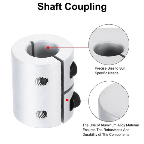 Aluminum Shaft Coupling 8 To 11mm ID, 30mm Length Rigid Motor Connector For 3D Printers And DIY Robots, Heavy Duty Torque Aluminum Alloy Coupler For Smooth Transmission And Easy Install, silver shaft coupler with set screws
