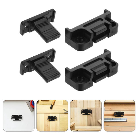 12 Pack Adjustable Cabinet Fasteners With Push In ABS Base And Panel Clips for easy installation on wooden surfaces.