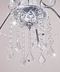 Close-up of 6 Light Crystal Chandelier With Chrome Finish Pendant Lighting For Dining Room Bedroom Living Room Raindrop Style LED Ready