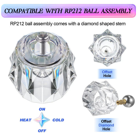 One Pack Clear Faucet Handle Compatible With Delta RP2391 Replacement Knob For Shower And Tub With Offset Hole, clear acrylic
