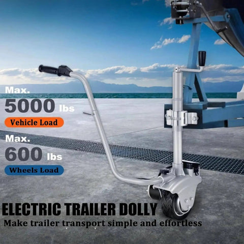 350W Electric Trailer Dolly With Aluminum Jockey Wheel, Heavy Duty Steel Frame, Adjustable Height, Puncture Resistant Tires, Portable Caravan And Boat Trailer Mover For Easy Loading, Parking And Warehouse Use, max 5000 lbs