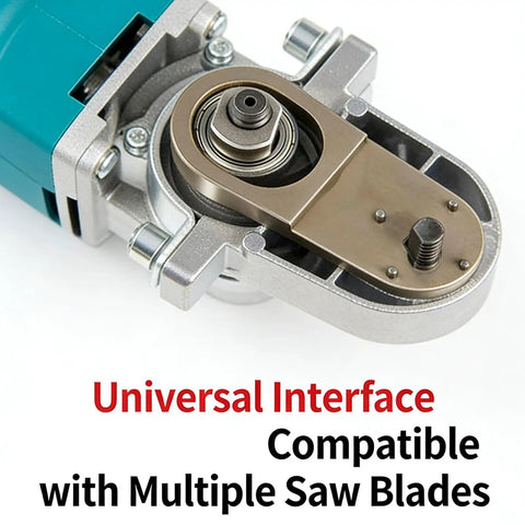 Close-up of angle grinder universal interface for multiple saw blades; part of the Swap Bench Tools With This Badass Angle Grinder To Multitool Adapter Set Crafted From Rock Solid Carbon Steel Equipped With A Sure Locking Mechanism And Non Slip Grip For Quick Tool Free Transforms That Make Any Rough Job A Breeze.