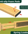 Knockout Premium Bamboo Drawer Dividers Six Pack showing anti-slip foam pads and spring-loaded adjustment mechanism.