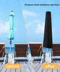 Heavy-Duty Waterproof Patio Umbrella Cover With Zipper Fits 7ft To 11ft Outdoor Parasol Umbrellas Black on deck chairs