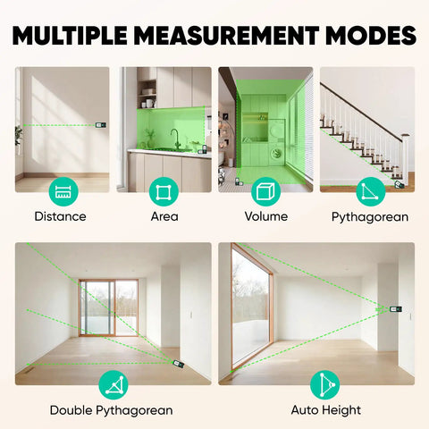 Heavy Duty Green Beam Laser Tape Measure 394 Ft Range With Built In Digital Level Dead On Accuracy For Hassle Free Distance Area And Volume Tracking Outdoor Home Jobs With Battery Included