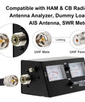 KMR 400 UHF Coax Cable With PL-259 UHF Male Connector shown with SWR meter and UHF female connector