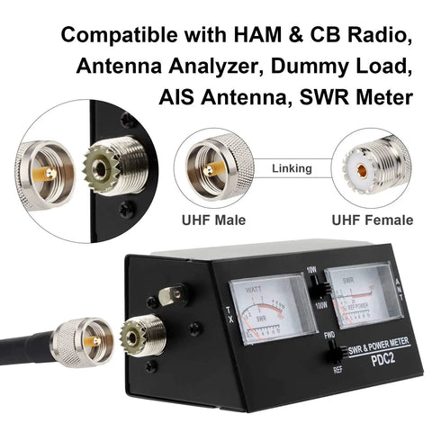 KMR 400 UHF Coax Cable 50 Foot PL 259 UHF Male Jumper with SWR Meter